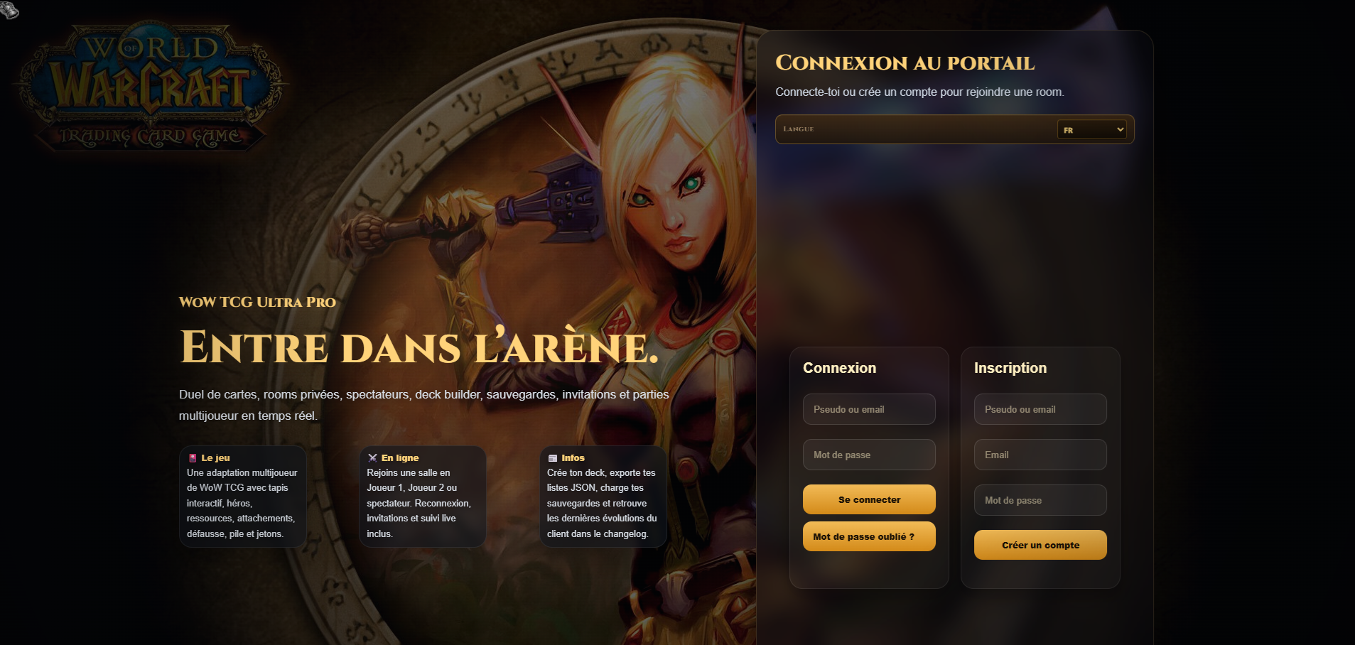 Ajout des WoW TCG FR : lancement du jeu en ligne Ultra Pro, deck builder et nouveautés du site